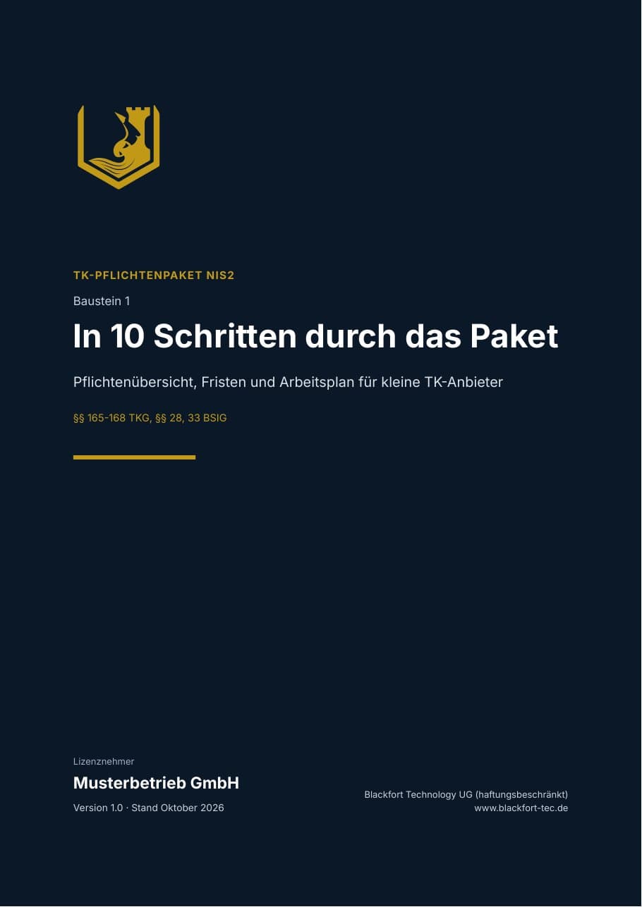 Titelseite der Anleitung „In 10 Schritten durch das Paket“, lizenziert für die fiktive Musterbetrieb GmbH